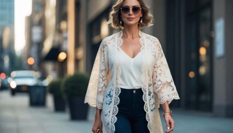 Look Com Kimono De Renda