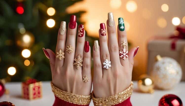 Ideias de unhas decoradas para arrasar no Natal e Ano Novo